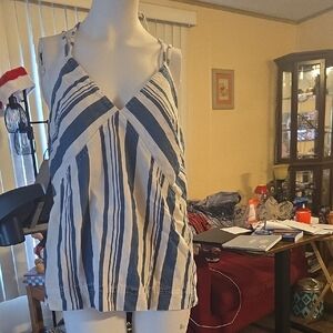 NWOT White & Blue Tank Top/Halter Top